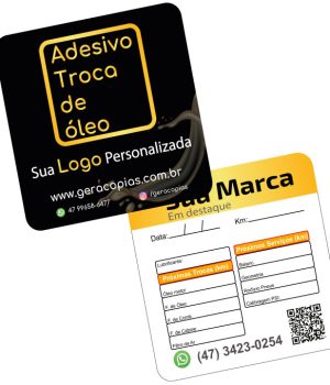 Etiqueta adesivo troca de Óleo 6x5 cm personalizada