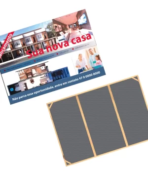 Placa em lona em quadro de madeira